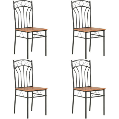 Chaise de salle à manger bois foncé et métal noir Wave - Lot de 4 (1/5)