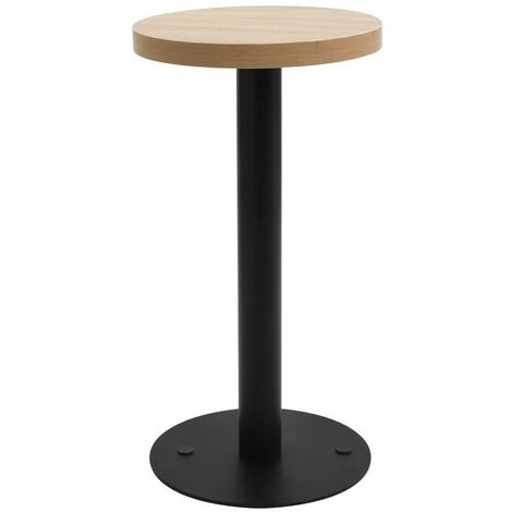 Table de bar ronde bois clair et pieds métal noir Beth D 40 cm (1/5)
