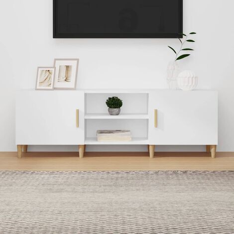 Meuble TV Blanc 150x30x50 Bois d'ingénierie (1/5)