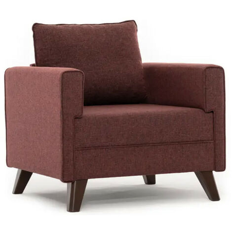 Fauteuil 1 place tissu bordeaux Kandy 82cm (1/5)