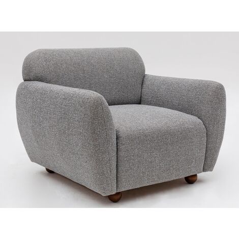 Fauteuil moderne tissu gris clair Kelly 90cm (1/5)