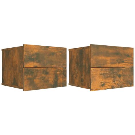 Tables de chevet murale 2 pcs Chêne fumé 40x30x30 Bois d'ingénierie (1/5)