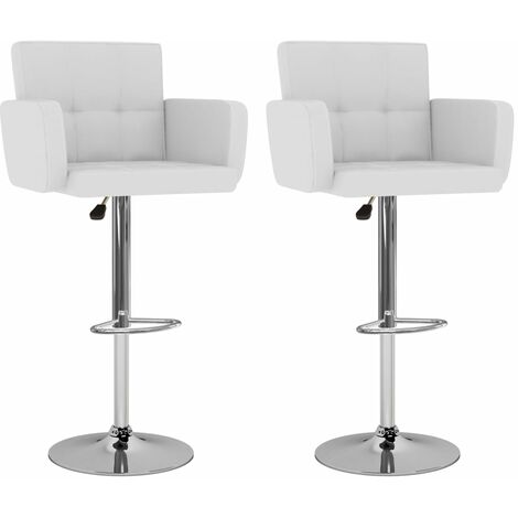 Tabourets de bar 2 pcs Blanc Similicuir 10 (1/5)