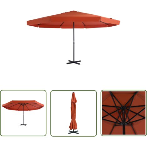 The Living Store Parasol d'extérieur avec mât en aluminium 500 cm terre cuite - Parasol De Jardin - Parasol Exterieure - Parasol Rectangulaire - Parasol Beige - Parasol Grand Format (1/5)