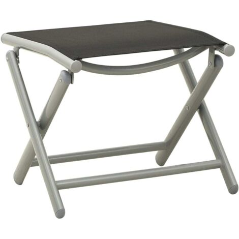 Repose-pied pliable Noir et argenté Textilène et aluminium (1/5)