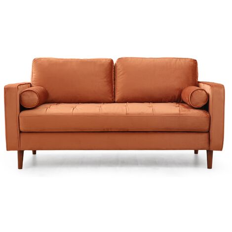 Canapé 2 places velours orange Romuza 175cm (1/5)