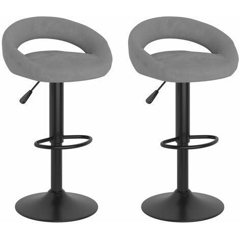 Tabourets de bar 2 pcs Gris clair Velours (1/5)
