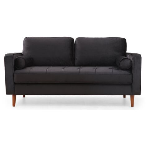 Canapé 2 places velours noir Romuza 175cm (1/5)
