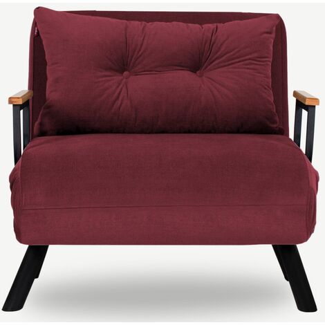 Fauteuil convertible 1 place tissu bordeaux Sylvano 60cm (1/5)