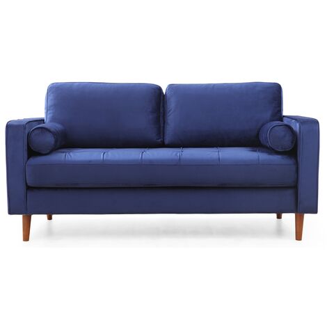 Canapé 2 places velours bleu Romuza 175cm (1/5)