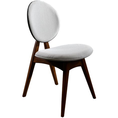 Chaise en bois de noyer et tissu lin crème Karny - Lot de 2 (1/5)