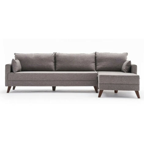 Canapé d'angle droit 5 places tissu marron clair Kandy 275cm (1/5)