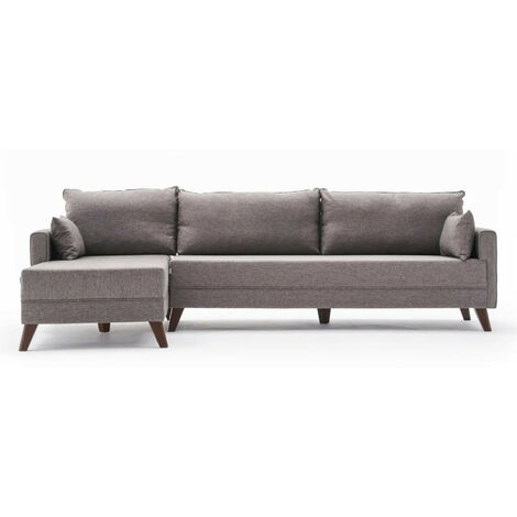 Canapé d'angle gauche 5 places tissu marron clair Kandy 275cm (1/5)