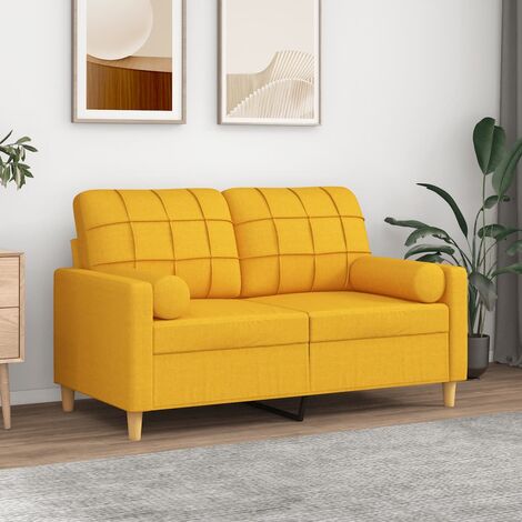 Coussins décoratifs 2 pcs Jaune clair Ø15x50 cm Tissu (1/5)
