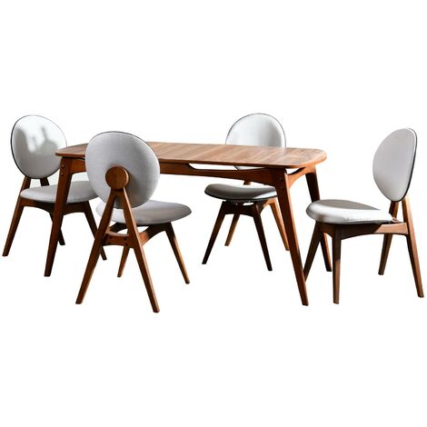 Ensemble table à manger bois de chêne et 4 chaises Glory 160cm (1/5)