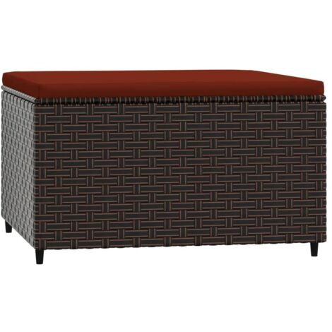 Repose-pied de jardin avec coussin marron résine tressée 2 (1/5)