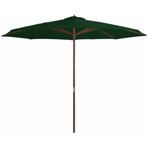 Parasol avec mât en bois 350cm Vert (1/4)