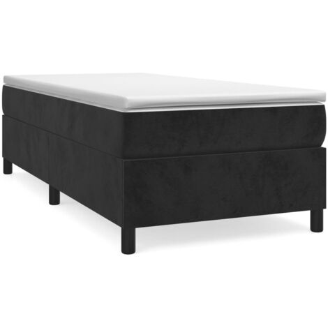 Lit à sommier tapissier avec matelas Noir 90x200 Velours 2 (1/5)