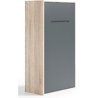 Lit escamotable vertical 140x190 Kibou-Coffrage Frêne 3D-Façade Frêne 3D