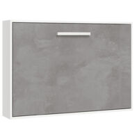 Lit escamotable horizontal 120x180 - Optima-Avec matelas-Coffrage Blanc-Façade Gris ciment