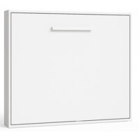 Lit escamotable horizontal 120x180 - Optima-Avec matelas-Coffrage Blanc-Façade Blanche