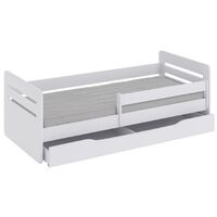 Lit enfant avec barrière de sécurité amovible blanc Moly-Matelas mousse-80x180