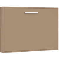 Lit escamotable horizontal 120x180 - Optima-Avec matelas-Coffrage Blanc-Façade Chocolat