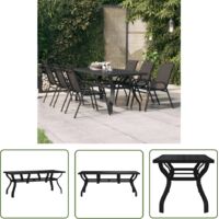 Table de jardin Noir 180x80x70 Acier et verre