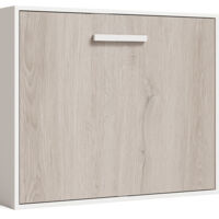 Lit escamotable horizontal 120x180 - Optima-Avec matelas-Coffrage Blanc-Façade Olive 3D