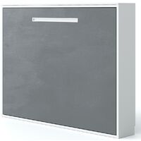 Lit escamotable horizontal 160x200 Molane-Avec matelas-Coffrage Frêne 3D-Façade Frêne 3D