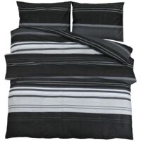 Ensemble de housse de couette noir et blanc 220x240 Coton