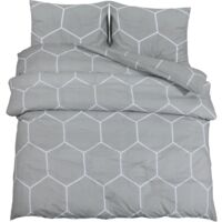 Ensemble de housse de couette Gris 220x240 Coton