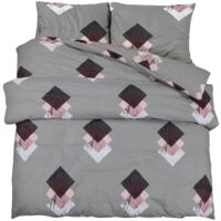 Ensemble de housse de couette Gris 220x240 Coton