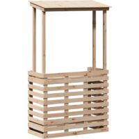 Table de bar d'extérieur et toit 112,5x57x195,5 bois massif