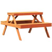 Table de pique-nique marron 105x134x75 bois massif pin