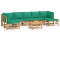 Salon de jardin 8 pcs avec coussins vert bambou