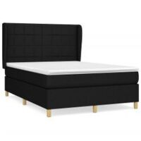 Sommier à lattes de lit avec matelas Noir 140x190 Tissu