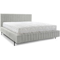 Lit coffre Plika prestige – Design et tissu pour un confort absolu-Gris clair-180x200