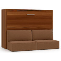 Lit escamotable horizontal LOGIA lit+canapé Camel-140x190-Canapé Camel-Structure Noyer-Version lit+canapé