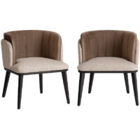 Lot de 2 chaises LAKEN – Tissu gris & bois massif noir