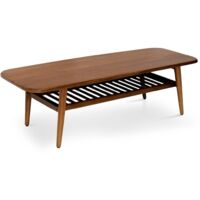 Table basse VALENCIA avec étagère – Bois massif d’acajou – 150cm