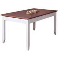 Table à rallonge pin massif blanc et sépia brun Caly 160-200 cm