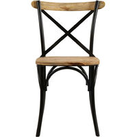 Chaise bois de manguier massif et acier noir Tiphen - Lot de 2