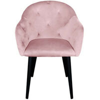 Chaise avec accoudoirs velours rose Honor