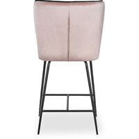 Tabouret de bar velours rose et pieds métal noir Indal assise H 65 cm