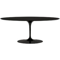 Table tulipe ovale noir mat et pied noir brillant 180 cm