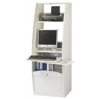 Armoire informatique à rideaux bois blanc Patrick 60cm