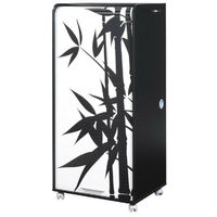 Meuble informatique à rideau noir imprimé bambous Orga 140 cm
