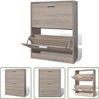 Meuble à chaussures en bois avec 2 compartiments Aspect chêne