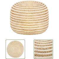 The Living Store Pouf fait à la main 45x30 cm Jute - Pouf Design - Pouf Moderne - Pouf Jute - Pouf Artisanal - Mobilier Ethnique